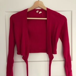 Anthropologie pink crop sweater